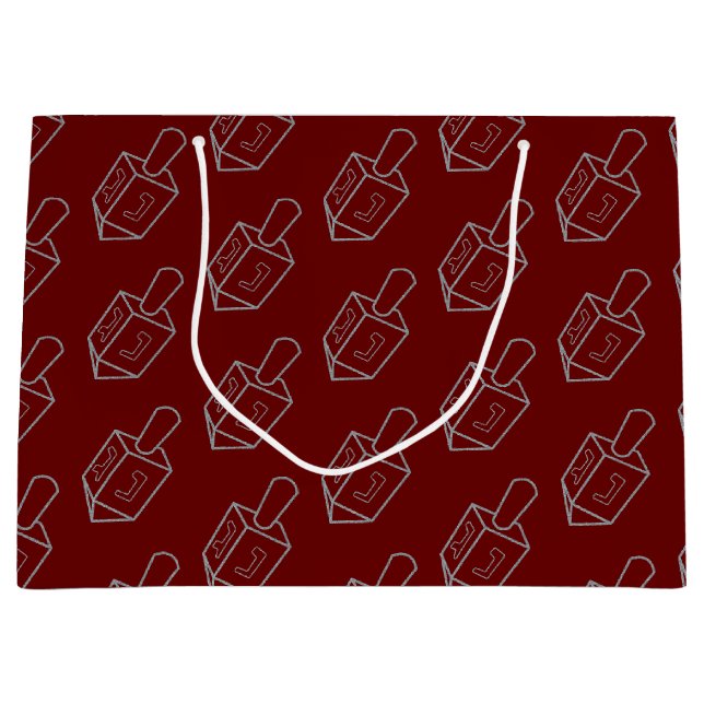 Dreidel Hanukkah Glitter Large Gift Bag (Front)