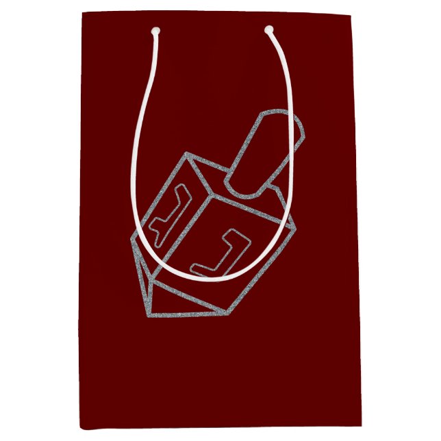 Dreidel Hanukkah Glitter Medium Gift Bag (Front)