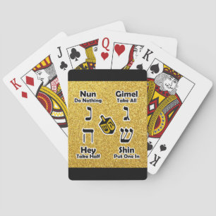 Dreidel Instructions (Gold Glitter) Playing Cards