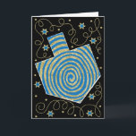 "Dreidel Pinwheel" Greeting Card w Envelope<br><div class="desc">"Dreidel Pinwheel, Blue/Gold" Greeting Card with Envelope. To personalize, delete text inside card and replace with your own message. Choose your favourite font style, colour, and size. Background colour can be changed out by selecting a new background colour. Thanks for stopping and shopping by. Much appreciated!!! Happy Hanukkah! Size: Standard...</div>