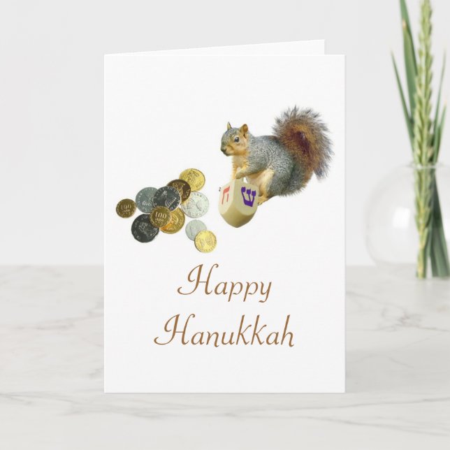 Dreidel Squirrel Card (Front)