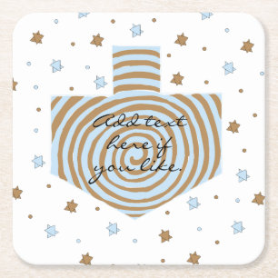 Dreidel Swirls of Blue and Browns Square Paper Coaster