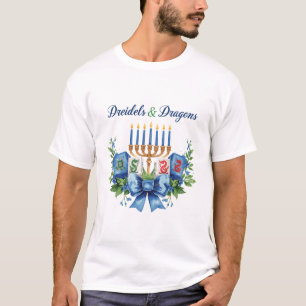 Dreidels and Dragons Hanukkah Mahjong  T-Shirt