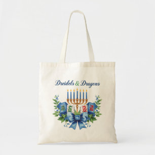 Dreidels and Dragons Hanukkah Mahjong Tote Bag