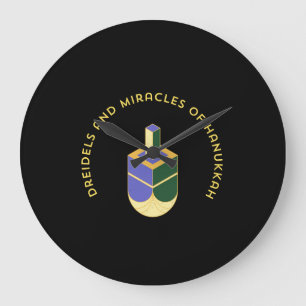DREIDELS AND MIRACLES OF HANUKKAH LARGE CLOCK