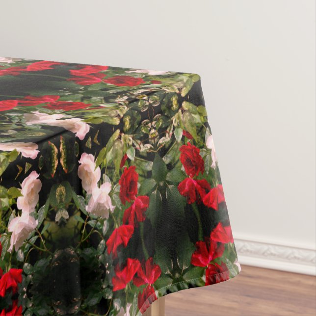Drenched Red And White Roses Abstract      Tablecloth (In Situ)