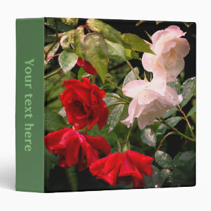 Drenched Red And White Roses Personalized Binder