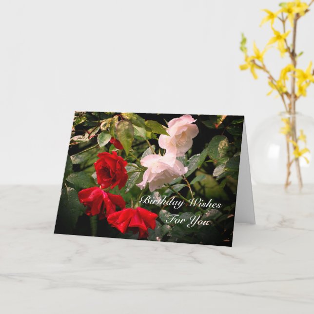 Drenched Roses Floral Personalized Birthday  Card (Yellow Flower)