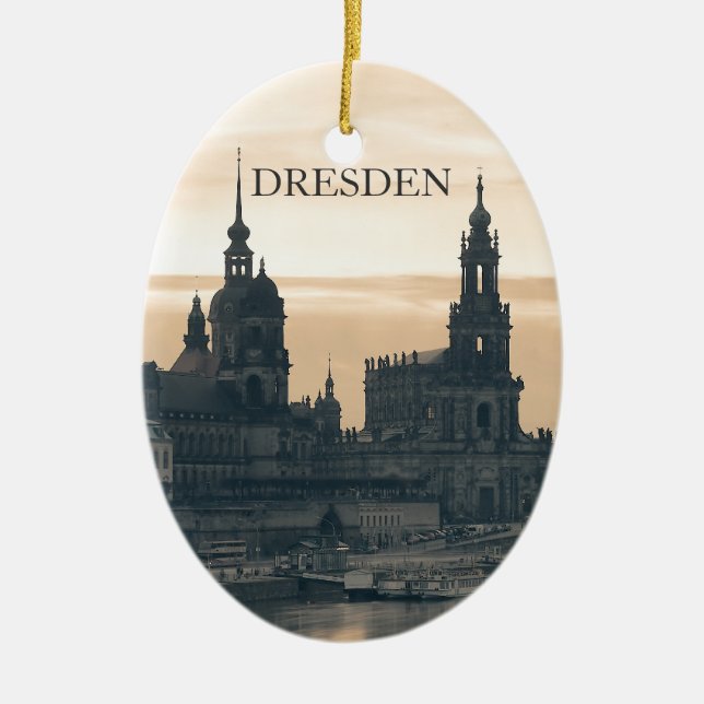 Dresden at Sunset Ceramic Ornament (Front)