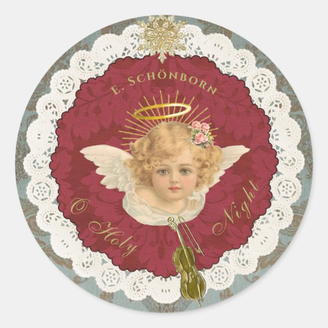 Dresden Blonde Angel Round Sticker Seal (Front)