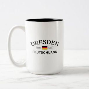 Dresden Deutschland Coordinates German Two-Tone Coffee Mug