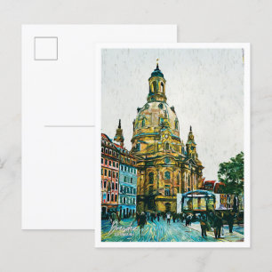 Dresden Germany Beautiful Oil Paint City Landscape Postcard