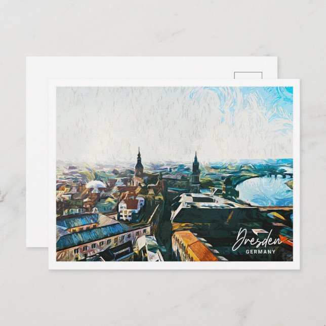 Dresden Germany Beautiful Oil Paint Landscape Postcard (Front/Back)
