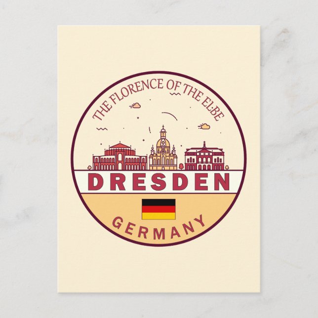 Dresden Germany City Skyline Emblem Postcard (Front)