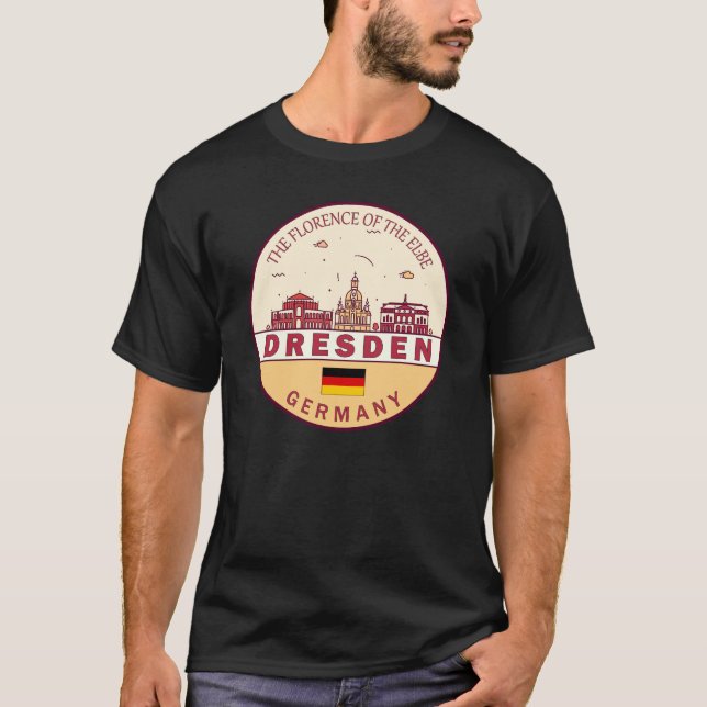 Dresden Germany City Skyline Emblem T-Shirt (Front)