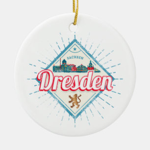 Dresden Germany Saxony Retro Skyline Vintage Ceramic Ornament
