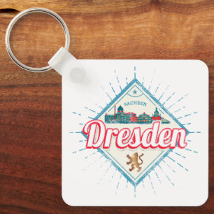 Dresden Germany Saxony Retro Skyline Vintage Keychain