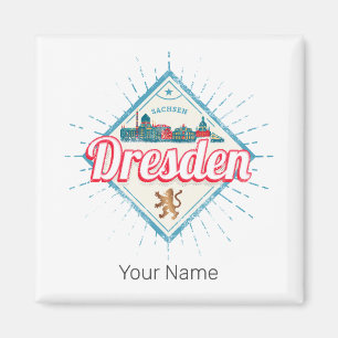 Dresden Germany Saxony Retro Skyline Vintage Magnet
