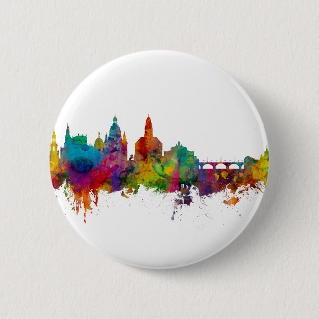 Dresden Germany Skyline 2 Inch Round Button (Front)