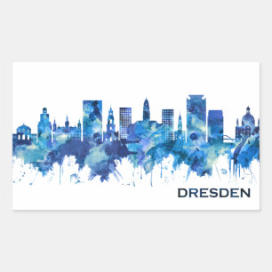 Dresden Germany Skyline Blue Sticker