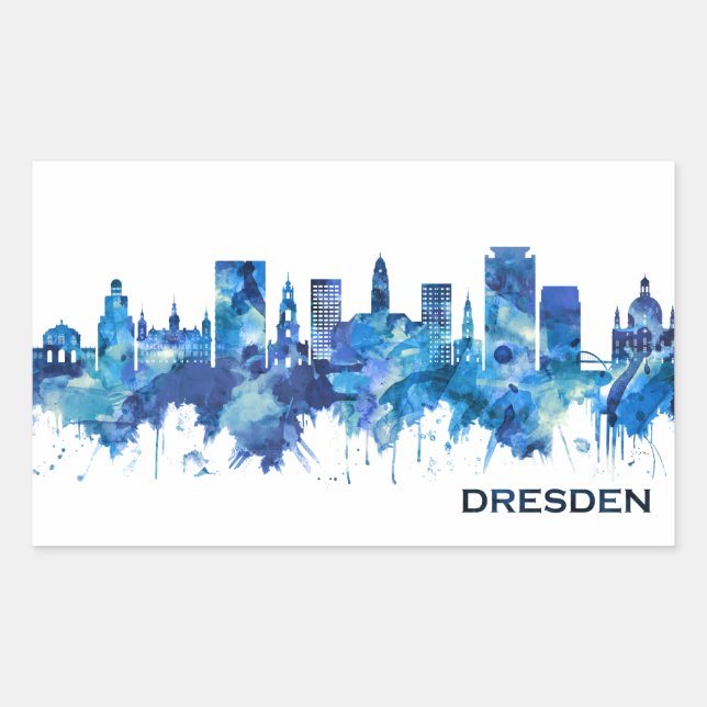 Dresden Germany Skyline Blue Sticker (Front)