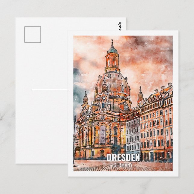 Dresden Germany Travel Place Watercolor Postcard (Front/Back)