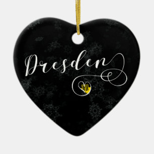 Dresden Heart, Christmas Tree Ornament, Germany Ceramic Ornament