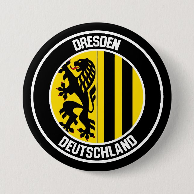 Dresden Round Emblem 3 Inch Round Button (Front)