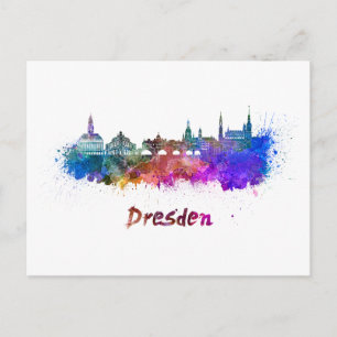 Dresden skyline in watercolor postcard