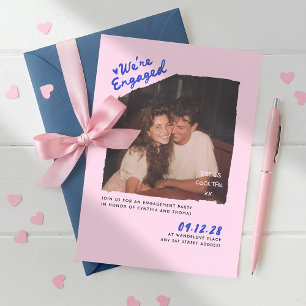 Dress Cocktail Handwritten Engagement Party Photo Invitation