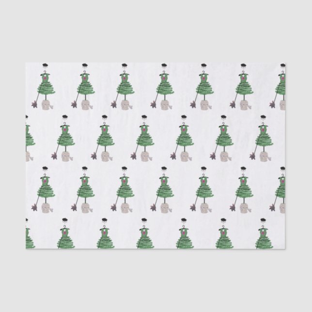 Dress Fashion Topiary Ginger jar Wrapping Paper (Front)