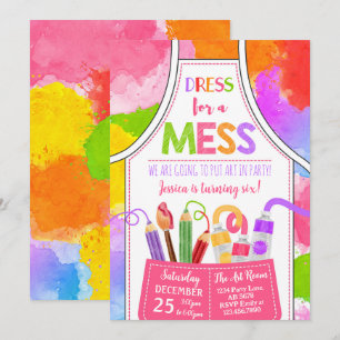 Dress For A Mess Art Birthday Invitation