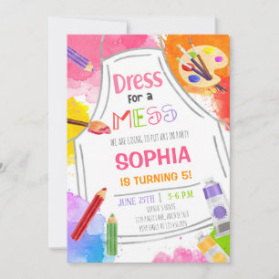 Dress For A Mess Art Birthday Invitation