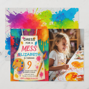 Dress for a Mess Art Party Birthday Photo Invitation