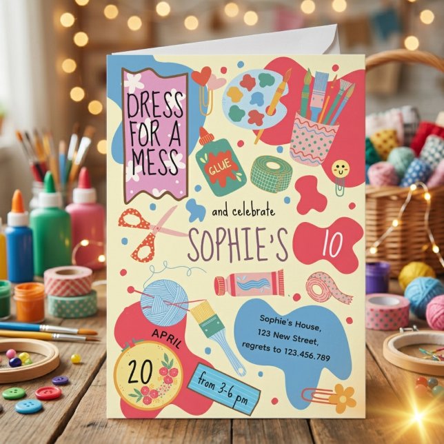 Dress for a mess kids craft birthday Invitation (Creator Uploaded)