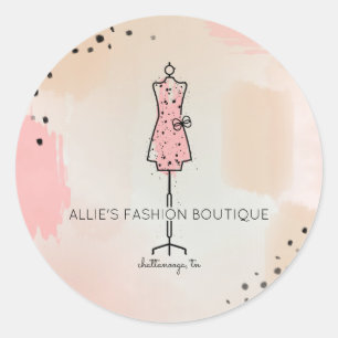 Dress Form Line Drawing Fashion Business Logo Classic Round Sticker