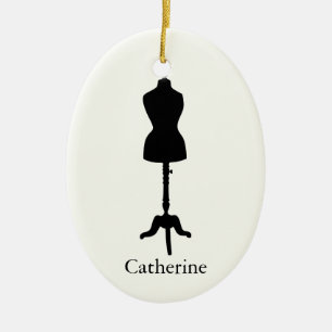 Dress Form Silhouette II - Personalize It Ceramic Ornament