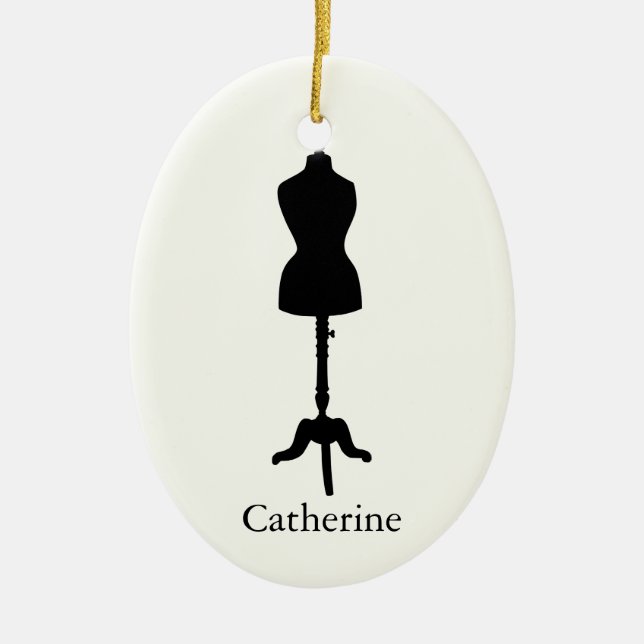 Dress Form Silhouette II - Personalize It Ceramic Ornament (Front)