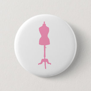 Dress Form Silhouette II - Pink 2 Inch Round Button