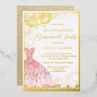 Dress Gold Pink Masquerade Party Quinceanera Foil