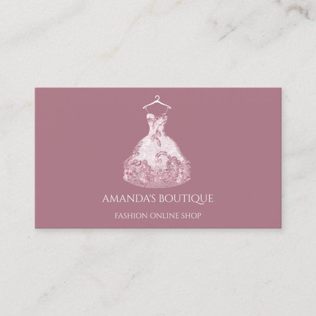 Dress Logo Fashion Boutique Online Shop Rose Lace Business Card (Front)