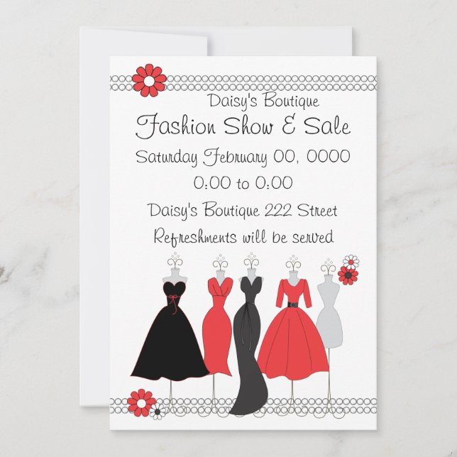 Dress Shop Daisy Theme Invitation (Front)