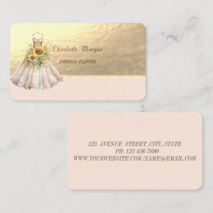 Dress Sunflowers Faux Gold,Pearls Business Card