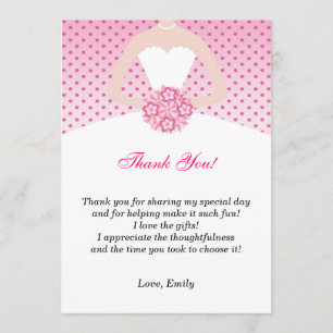 Dress Thank You Card Pink Pola Dots