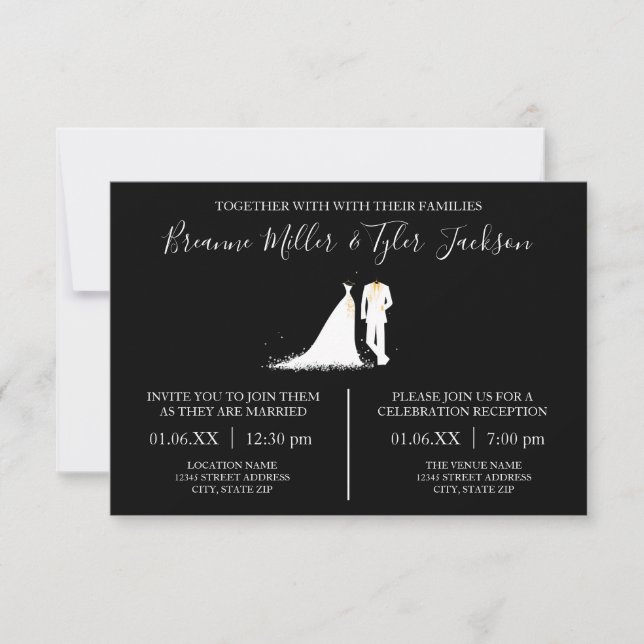 Dress & Tux - 3x5 Wedding & Reception Invitation (Front)