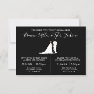 Dress & Tux - 3x5 Wedding & Reception Invitation
