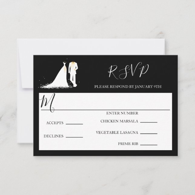 Dress & Tux - RSVP/Dinner Choices Invitation (Front)