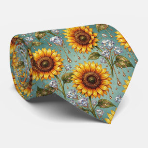 Dress Up Casual   Sunflowers and Diamonds Tie
