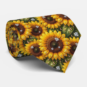 Dress Up Casual Sunflowers and Diamonds Tie