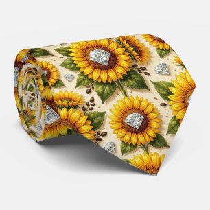 Dress Up Casual   Sunflowers and Diamonds Tie